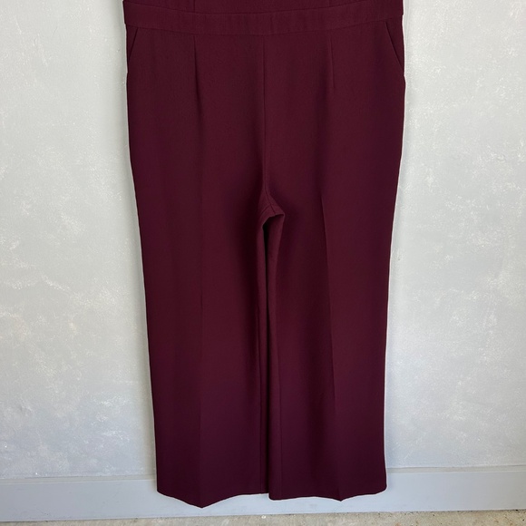 Trina Turk size 14 jumpsuit burgundy sequin collar wide leg sleeveless NEW - Picture 3 of 16